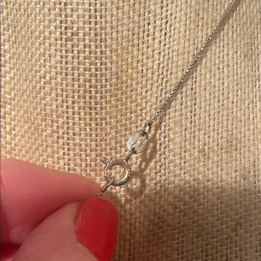 Sterling Pink Crystal Heart Necklace